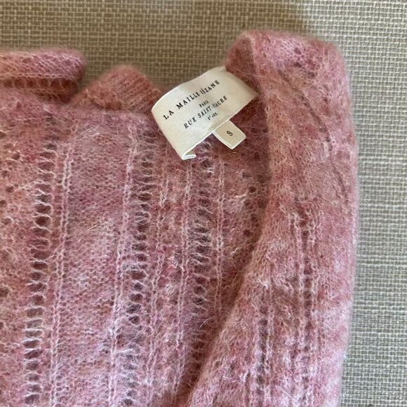 BEST Sezane Cristina Jumper Small Blush Pink Sweater French Wool Mohair - Picture 7 of 11